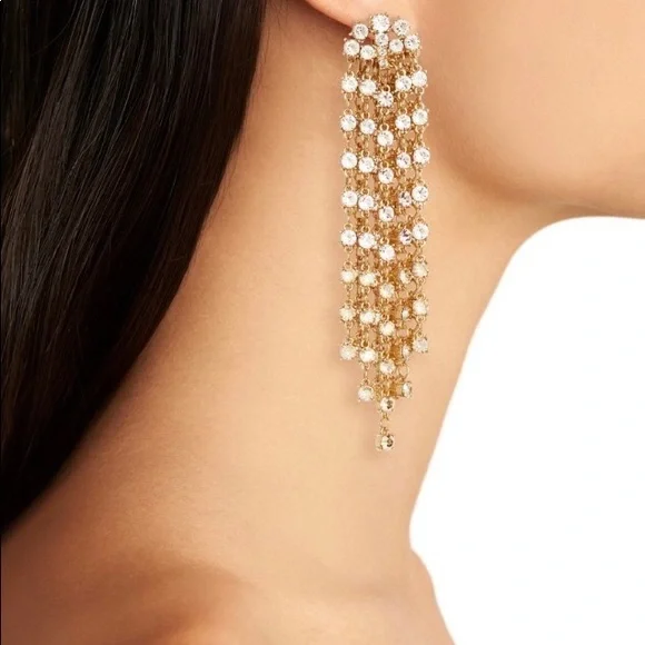 Oscar de la Renta Waterfall Crystal Earrings - Picture 2 of 5